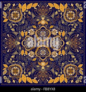 Ornamental Paisley pattern, design for pocket square, textile, silk shawl Stock Vector