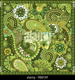Ornamental Paisley pattern, design for pocket square, textile, silk shawl Stock Vector