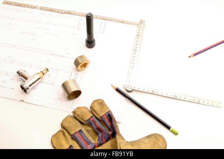 Empty space in the mechanical design, working with objects. Stock Photo