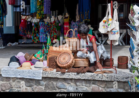 A souvenirs vendor along the main harbor street in Roseau, Dominica. Stock Photo