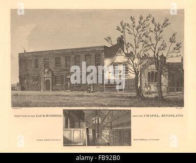 KINGSLAND LOCK (LEPER) HOSPITAL & CHAPEL, Kingsland Green, Dalston. London, 1834 Stock Photo