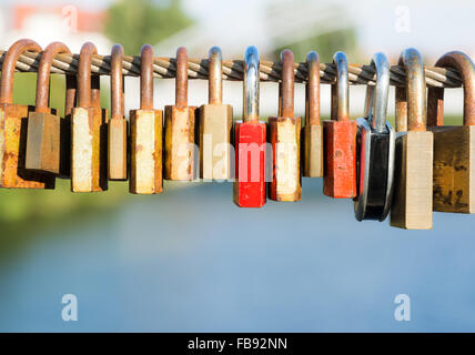 Love locks as symbol for everlasting love Stock Photo