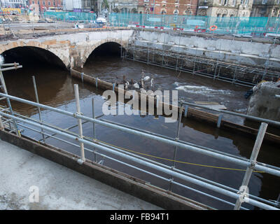 Revealing the river Roach, Rochdale Town Centre Stock Photo