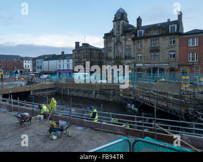 Revealing the river Roach, Rochdale Town Centre Stock Photo