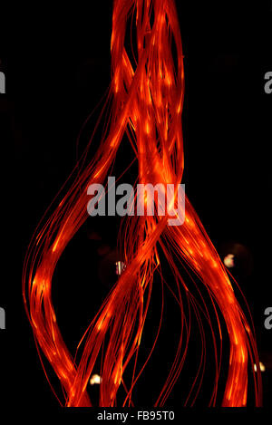 Fibre red lights lying on the floor Stock Photo