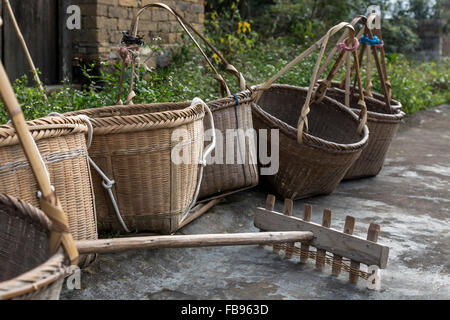 Chinese straw baskets Stock Photo