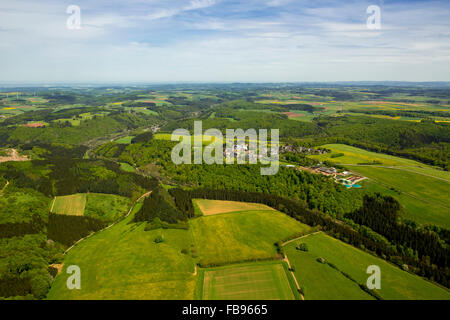 Aerial view, Steinfeld monastery, convent in Kall, Benedictine abbey, Kall, the Eifel, North Rhine-Westphalia, Germany, Europe, Stock Photo