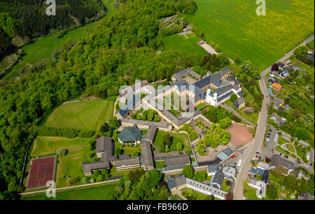 Aerial view, Steinfeld monastery, convent in Kall, Benedictine abbey, Kall, the Eifel, North Rhine-Westphalia, Germany, Europe, Stock Photo