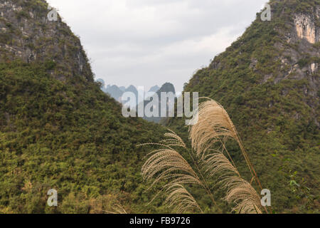 View of Yangshuo's Karst Hills from the top of Moon Hill Stock Photo