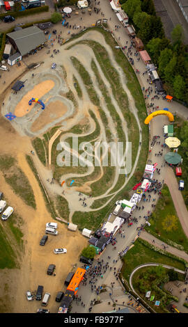 Aerial view, iXS Dirt Masters Mountainbike Freeride Festival at the Bike Park Winterberg, Winterberg, Sauerland Stock Photo