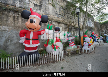 Disney characters Christmas decorations and display at a small park in Alachua, Florida. Stock Photo