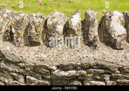 Traditional dry stone wall in cotswolds village, England Stock Photo