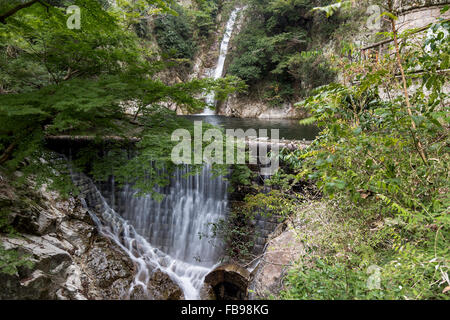 Waterfall in the Mountains of Kobe, Japan Stock Photo