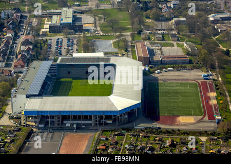 Aerial view, the stadium of third-national league club Arminia Bielefeld, German sports club Arminia Bielefeld e. V.,SchücoArena Stock Photo