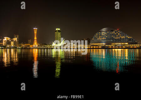 View of Kobe Port at night Stock Photo