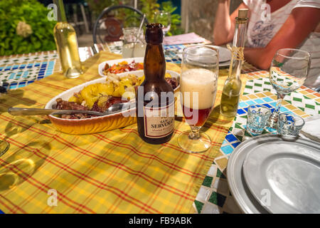 Traditional Croatian dish peka at konoba Mate in Pupnat village at Korcula, Croatia Stock Photo
