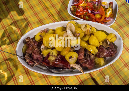 Traditional Croatian dish peka at konoba Mate in Pupnat village at Korcula, Croatia Stock Photo
