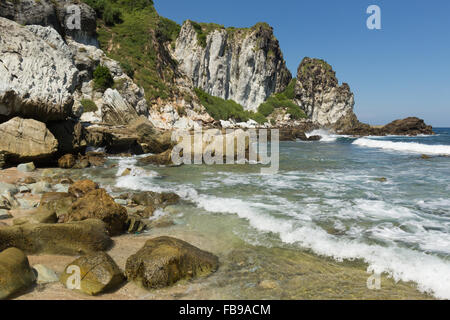 Secluded beach along the trail between Air Guling and Kuta I Lombok I Indonesia Stock Photo
