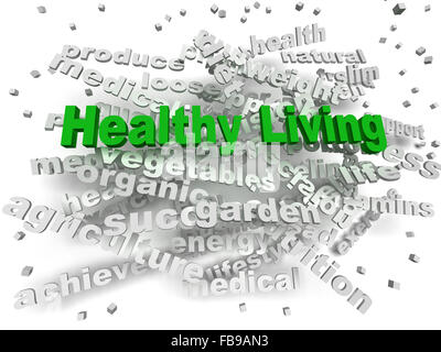 3d image Healthy Living word cloud concept Stock Photo