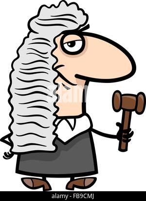 Cartoon Illustration of Funny Judge Law Occupation Character Stock Vector