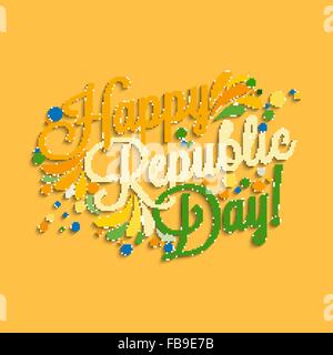 Happy Republic Day hand lettering for your design Stock Vector