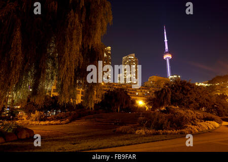 -Cities at night series- Toronto CN tower from downtown Union Station ...
