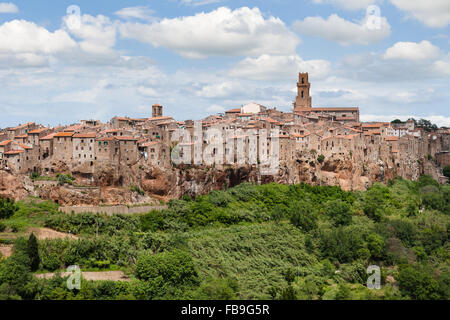 Historical City on Cliff, Pitigliano Italy Stock Photo