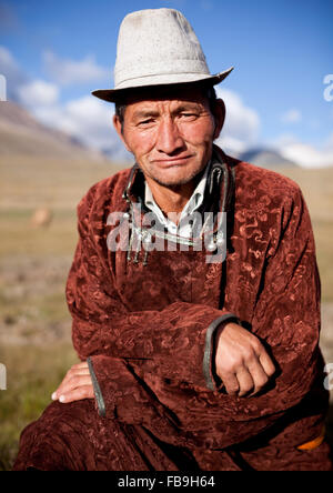 Dashnyam the herder and guide poses for a portrait in the Kharkhiraa and Turgen National Park in the Altai mountains, Mongolia. Stock Photo