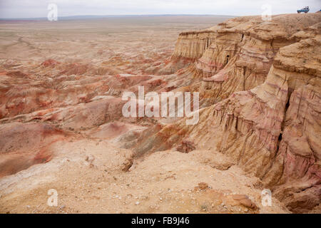 A Russian 4WD looking over the Gobi Desert, Mongolia. Stock Photo