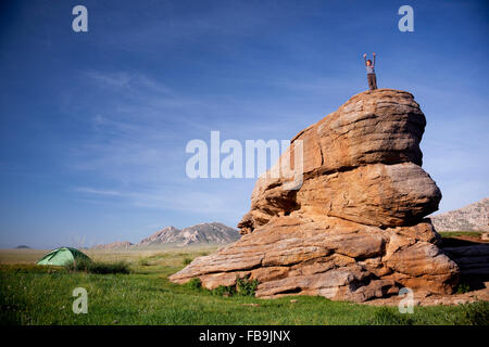 Camping in the Gobi Desert, Mongolia. Stock Photo