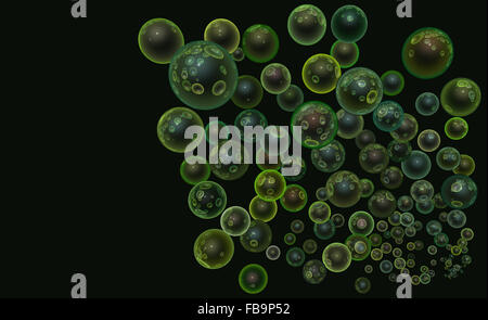 3d render abstract backdrop in transparent glossy green bubble Stock Photo