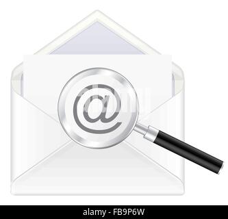 Envelope under magnifying glass. Vector illustration. Stock Vector