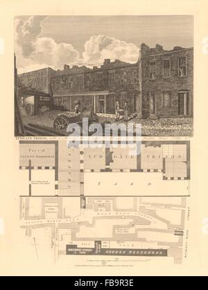 Ludgate Prison with a plan of the London Workhouse, Bishopsgate ...