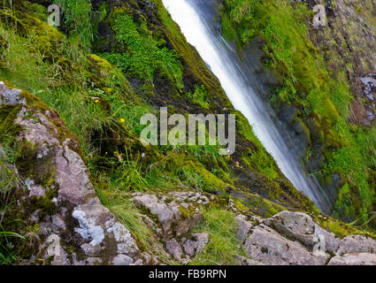 Linhope Spout an 188 metre chute of water in the Cheviot Hills near Ingram  Northumberland National Park north east England UK Stock Photo