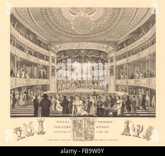 OLD VIC THEATRE. Interior. 'Royal Coburg Theatre'. Lambeth, London, print 1834 Stock Photo