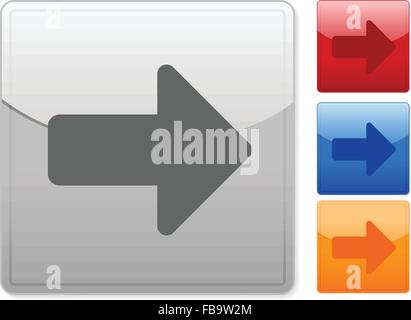 Color square web buttons arrow right on a white background. Vector illustration. Stock Vector