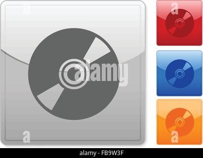 Color square web buttons CD on a white background. Vector illustration. Stock Vector