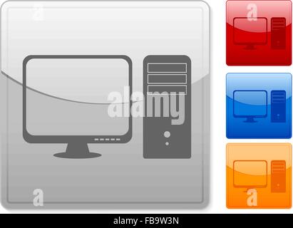 Color square web buttons computer on a white background. Vector illustration. Stock Vector