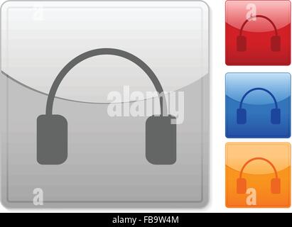 Color square web buttons headphone on a white background. Vector illustration. Stock Vector