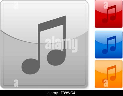Color square web buttons music note on a white background. Vector illustration. Stock Vector