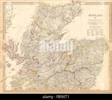 SCOTLAND NORTH. Shows castles & kirks. Inset former county names.SDUK, 1844 map