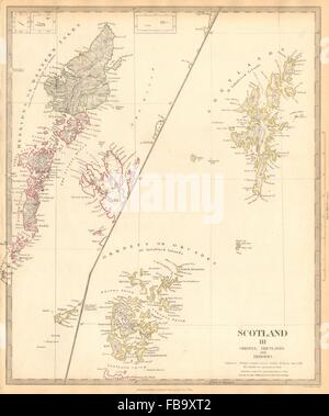 SCOTLAND ISLANDS. Western Isles. Orkneys, Shetlands and Hebrides.SDUK, 1844 map