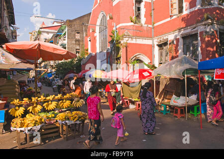 Street market in Yangon, Myanmar Stock Photo