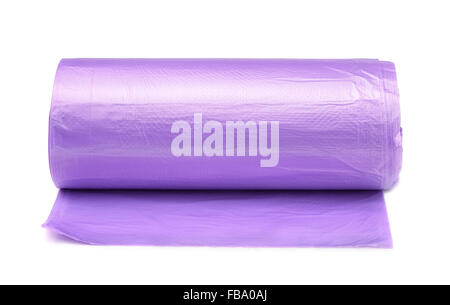 Front view of disposable trash bags roll isolated on white Stock Photo