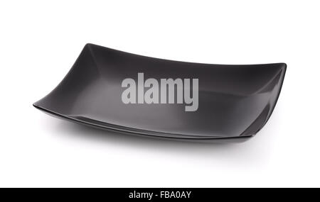 Black square empty plate isolated on white Stock Photo