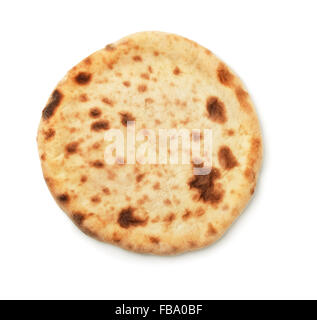 Top view of baked flatbread isolated on white Stock Photo