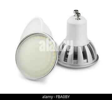 Three led light bulbs isolated on white Stock Photo