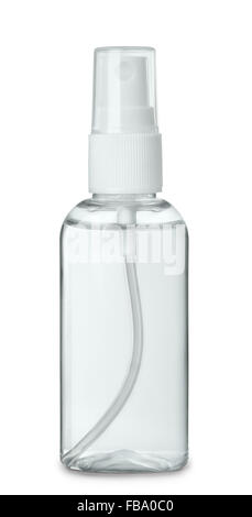 Plastic perfume spray bottle isolated on white Stock Photo