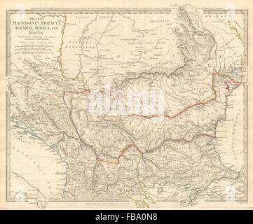 BALKANS ANCIENT. Macedonia, Thracia, Illyria, Moesia and Dacia. SDUK, 1844 map Stock Photo