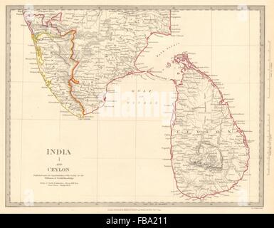 Map Ceylon, Sri Lanka, 19th century engraving Stock Photo - Alamy